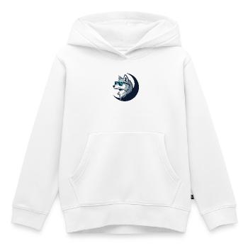 Loup Lunatique Lunettes Soleil - Sweat Premium à capuche enfant bio - blanc - Devant - AI Model Kid Female (0cm)