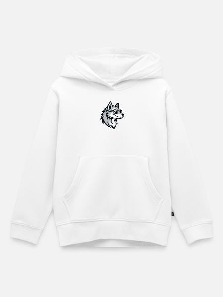 Grafischer Wolf mit Brille - Kinder Premium Organic Hoodie - Weiß