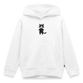 Chat noir - Sweat Premium à capuche enfant bio - blanc - Devant - AI Model Kid Female (0cm)