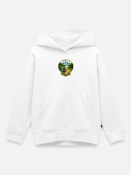 Jakobsweg Patch mit Jakobsmuschel - Kinder Premium Organic Hoodie - Weiß