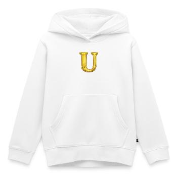 Monogramme Golden U - Sweat Premium à capuche enfant bio - blanc - Devant - AI Model Kid Female (0cm)