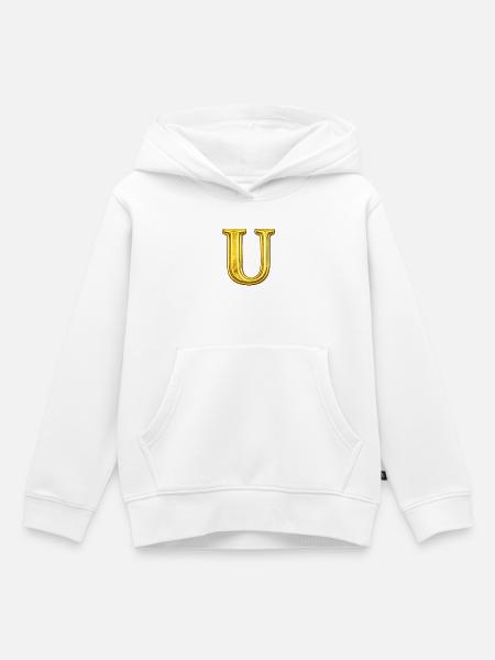 Goldenes U Monogramm - Kinder Premium Organic Hoodie - Weiß