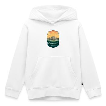 Bukarester Parlament Vintage Sunset Badge - Kinder Premium Organic Hoodie - Weiß - Vorne - AI Model Kid Female (0cm)