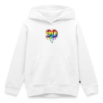 90 Rainbow Retro Number - Kids Premium Organic Hoodie - white - Front - AI Model Kid Female (0cm)