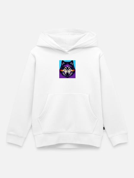 Wolf - Kinder Premium Organic Hoodie - Weiß