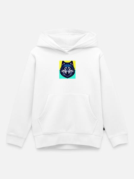 Wolf - Kinder Premium Organic Hoodie - Weiß
