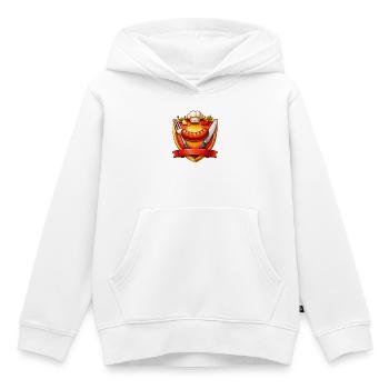 Saucisse grillée sur assiette rouge - Sweat Premium à capuche enfant bio - blanc - Devant - AI Model Kid Female (0cm)