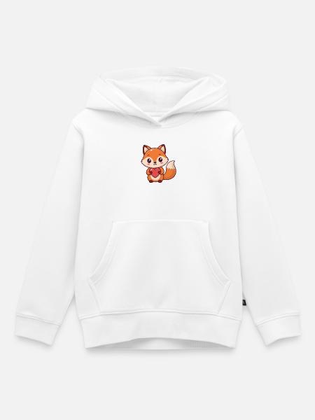 Kawaii-Fuchs Buntes Herz - Kinder Premium Organic Hoodie - Weiß