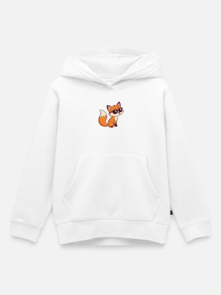 Fox Stylish Dark Glasses - Kinder Premium Organic Hoodie - Weiß