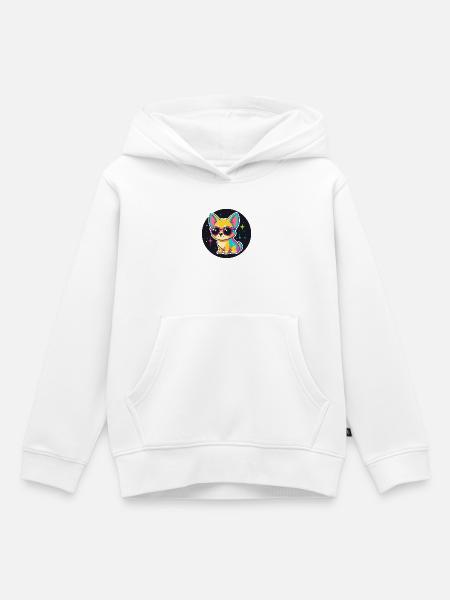 Dog Cosmos Neonbrille - Kinder Premium Organic Hoodie - Weiß