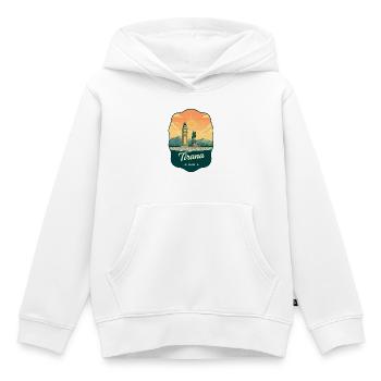 Insigne de voyage vintage de la place Skanderbeg de Tirana - Sweat Premium à capuche enfant bio - blanc - Devant - AI Model Kid Female (0cm)