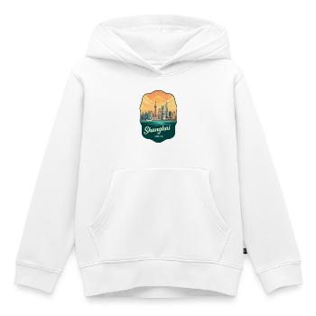 Shanghai Oriental Pearl Retro Sonnenuntergangsabzeichen - Kinder Premium Organic Hoodie - Weiß - Vorne - AI Model Kid Female (0cm)