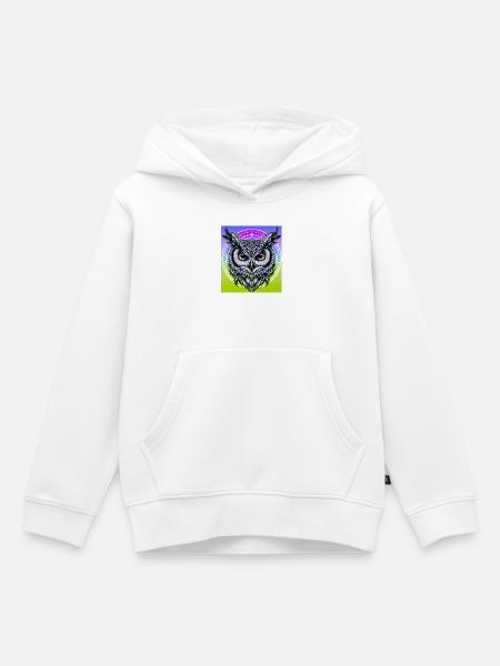 Eule - Kinder Premium Organic Hoodie - Weiß