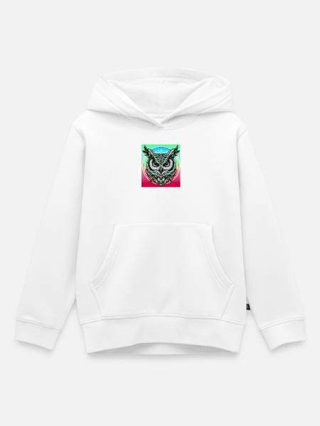 Eule - Kinder Premium Organic Hoodie - Weiß