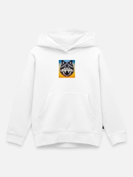 Wolf - Kinder Premium Organic Hoodie - Weiß