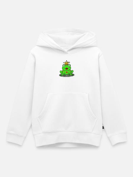 Königlicher Frosch mit Herz - Kinder Premium Organic Hoodie - Weiß
