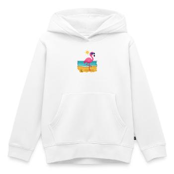 Flamingo beim Sonnenbad Nr.1 - Kinder Premium Organic Hoodie - Weiß - Vorne - AI Model Kid Female (0cm)