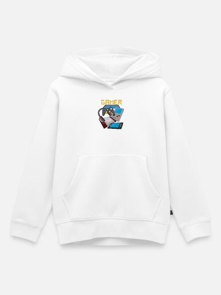 Retro Gamer Devices Mix – Gaming Nostalgie - Kinder Premium Organic Hoodie - Weiß