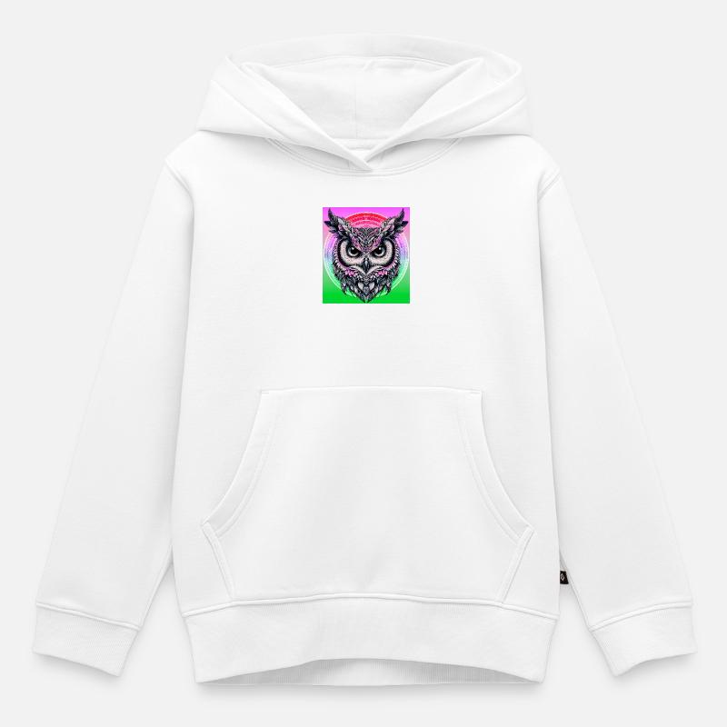 hibou - Sweat Premium à capuche enfant bio - blanc