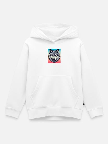 Wolf - Kinder Premium Organic Hoodie - Weiß