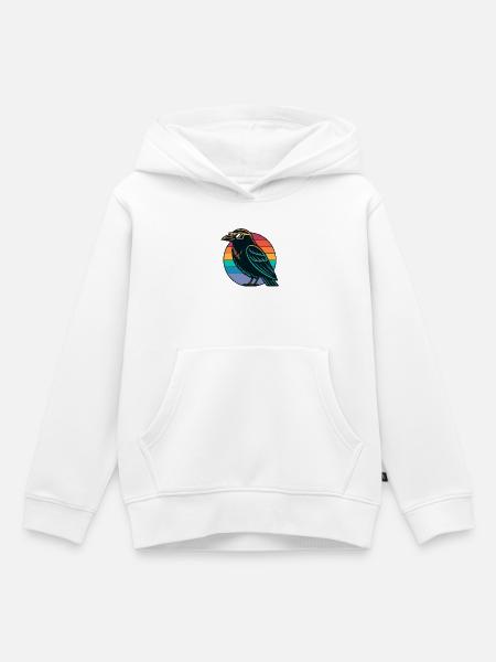 Retro Rainbow Raven - Kinder Premium Organic Hoodie - Weiß