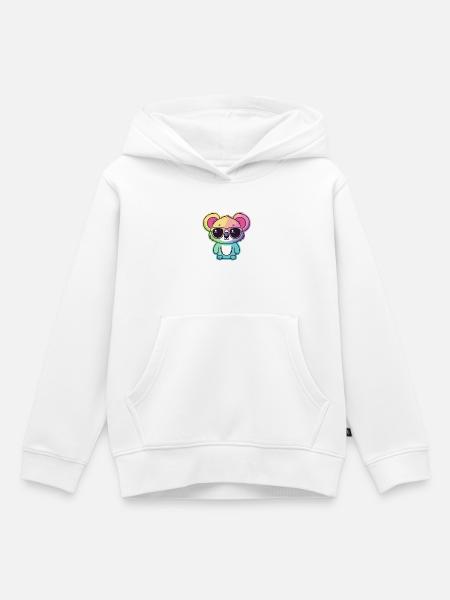 Regenbogen-Neon-Koala mit Brille - Kinder Premium Organic Hoodie - Weiß