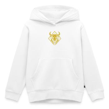 Taureau géométrique - Force pure - Signe du zodiaque Taureau - Sweat Premium à capuche enfant bio - blanc - Devant - AI Model Kid Female (0cm)