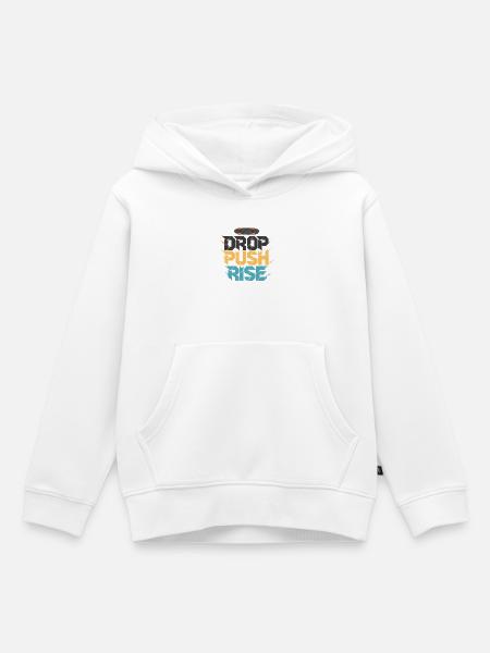 Drop Push Rise Skateboard-Kunst - Kinder Premium Organic Hoodie - Weiß