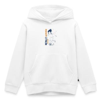 Fussballbande Mia Mit Spruch Niemals Aufgeben - Kinder Premium Organic Hoodie - Weiß - Vorne - AI Model Kid Female (0cm)