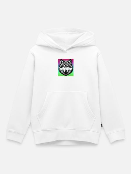 Wolf - Kinder Premium Organic Hoodie - Weiß