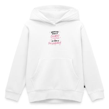 Chaos wird Persönlichkeit - Kinder Premium Organic Hoodie - Weiß - Vorne - AI Model Kid Female (0cm)
