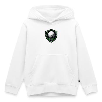  Schild Golfball Emblem - Kinder Premium Organic Hoodie - Weiß - Vorne - AI Model Kid Female (0cm)