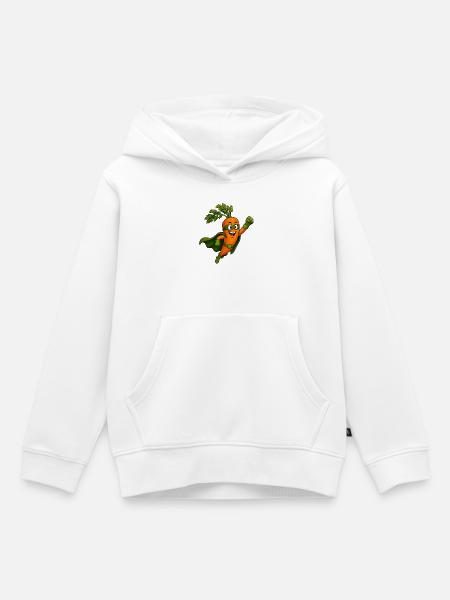 Karotte Superheld Comic Motiv  - Kinder Premium Organic Hoodie - Weiß