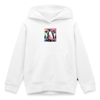 Pingouins Pingouins - Sweat Premium à capuche enfant bio - blanc - Devant - AI Model Kid Female (0cm)