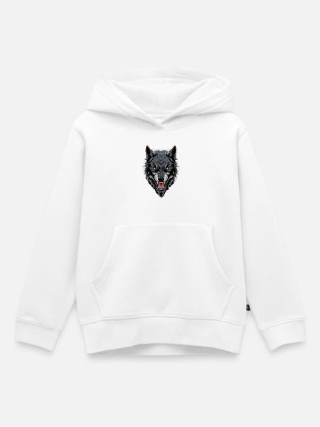 Aggressiver Wolf - Kinder Premium Organic Hoodie - Weiß