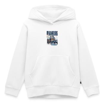 Hamburg Hafen Blau Collage - Kinder Premium Organic Hoodie - Weiß - Vorne - AI Model Kid Female (0cm)