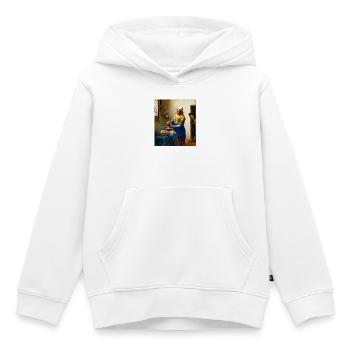 La laitière rencontre le jeune Rembrandt - Sweat Premium à capuche enfant bio - blanc - Devant - AI Model Kid Female (0cm)