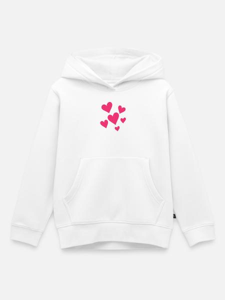 Verstreute Pinke Herzen - Kinder Premium Organic Hoodie - Weiß