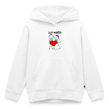 Hochzeitspaar Cartoon Herz just married - Kinder Premium Organic Hoodie - Weiß - Vorne - AI Model Kid Female (0cm)