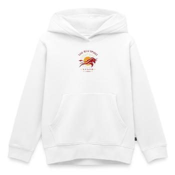 Esprit Rouge Espagne 2026 Cheval du Soleil - Sweat Premium à capuche enfant bio - blanc - Devant - AI Model Kid Female (0cm)