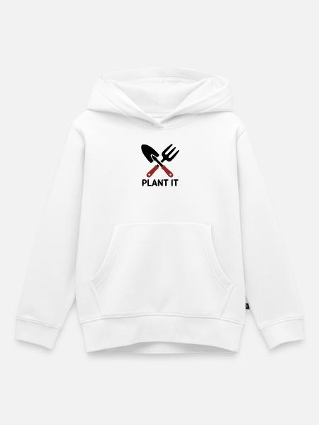 Gartenwerkzeug Plant It Logo - Kinder Premium Organic Hoodie - Weiß