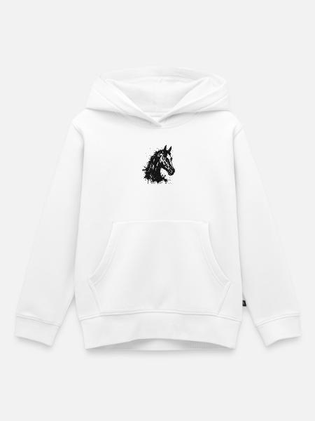 Pferde-Tintenspritzer - Kinder Premium Organic Hoodie - Weiß