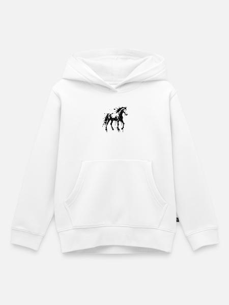 Pferdekunst Splash Black - Kinder Premium Organic Hoodie - Weiß