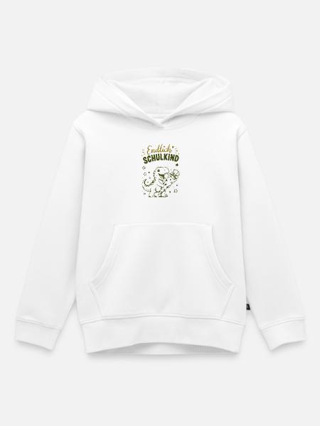 Endlich Schulkind Dino Stift - Kinder Premium Organic Hoodie - Weiß