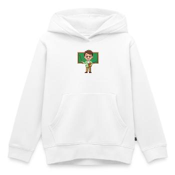 Comic Lehrer mit Brille an Schultafel – Schule - Kinder Premium Organic Hoodie - Weiß - Vorne - AI Model Kid Female (0cm)