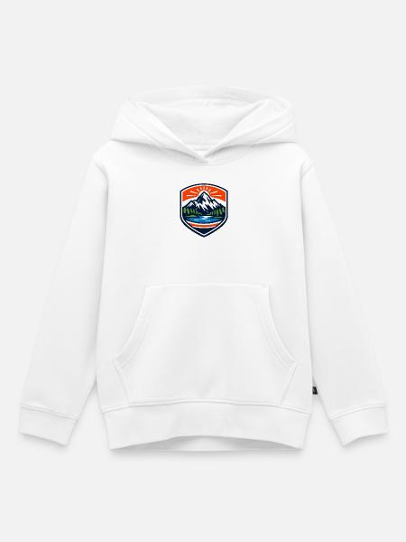 Mountain Sunrise Shield - Kinder Premium Organic Hoodie - Weiß