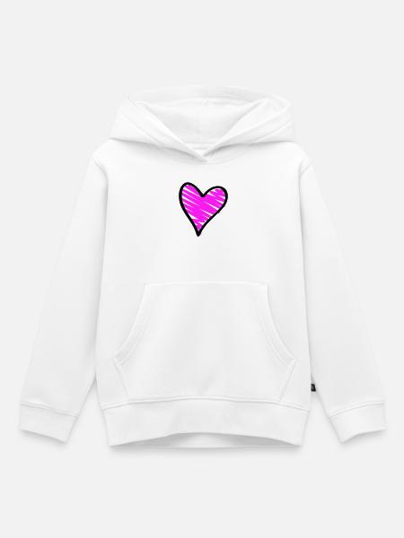 Herz - Kinder Premium Organic Hoodie - Weiß