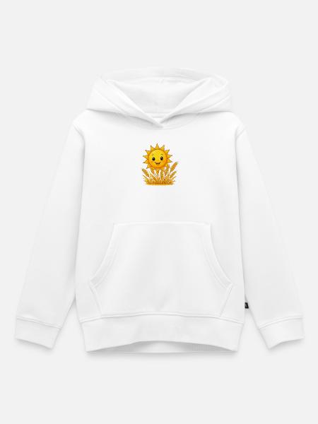 Lachende Sonne über Weizenfeld - Kinder Premium Organic Hoodie - Weiß