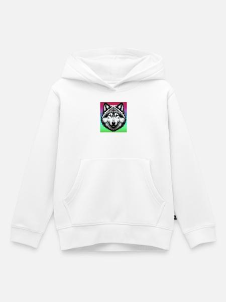 Wolf - Kinder Premium Organic Hoodie - Weiß