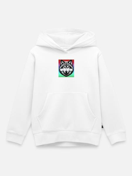 Wolf - Kinder Premium Organic Hoodie - Weiß
